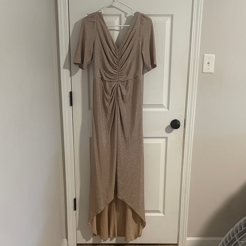 Adrianna Papell Shimmering Gold High-Low Dress